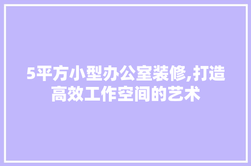 5平方小型办公室装修,打造高效工作空间的艺术 室内设计