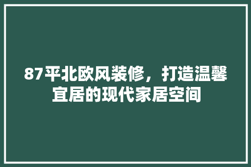 87平北欧风装修，打造温馨宜居的现代家居空间 现代风格装饰
