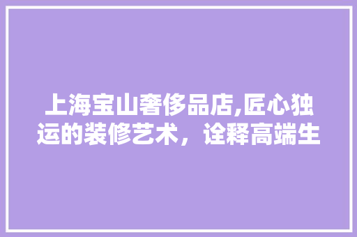上海宝山奢侈品店,匠心独运的装修艺术，诠释高端生活方式