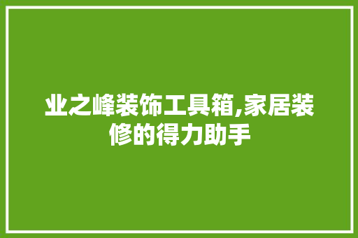 业之峰装饰工具箱,家居装修的得力助手 地板材料