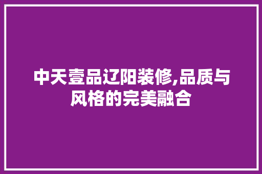中天壹品辽阳装修,品质与风格的完美融合 室内设计