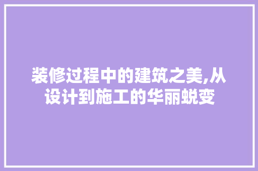 装修过程中的建筑之美,从设计到施工的华丽蜕变 家居装修