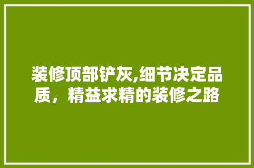 装修顶部铲灰,细节决定品质，精益求精的装修之路