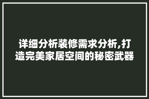 详细分析装修需求分析,打造完美家居空间的秘密武器 室内设计