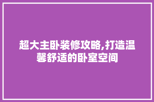 超大主卧装修攻略,打造温馨舒适的卧室空间 现代风格装饰