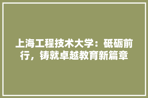 上海工程技术大学：砥砺前行，铸就卓越教育新篇章 家居装修