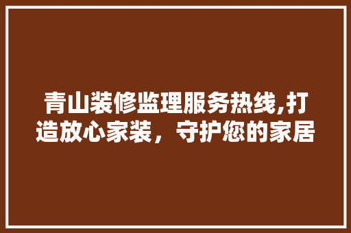 青山装修监理服务热线,打造放心家装，守护您的家居品质 现代风格装饰