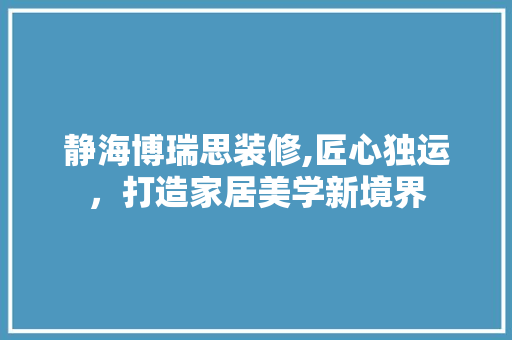 静海博瑞思装修,匠心独运，打造家居美学新境界 室内设计