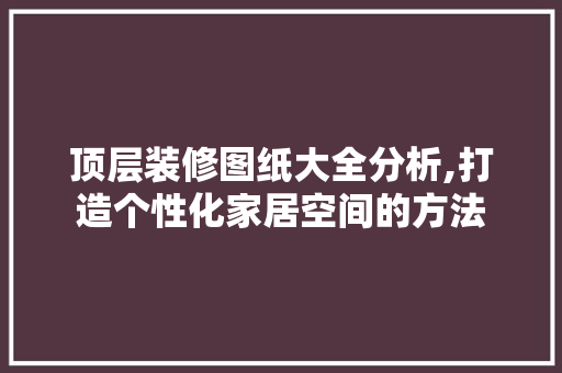 顶层装修图纸大全分析,打造个性化家居空间的方法 家居装修