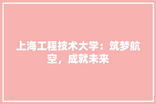 上海工程技术大学：筑梦航空，成就未来 家居装修