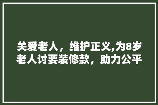 关爱老人，维护正义,为8岁老人讨要装修款，助力公平正义