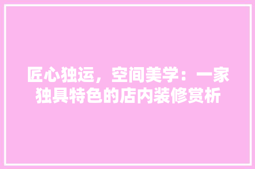 匠心独运，空间美学：一家独具特色的店内装修赏析 家居装修