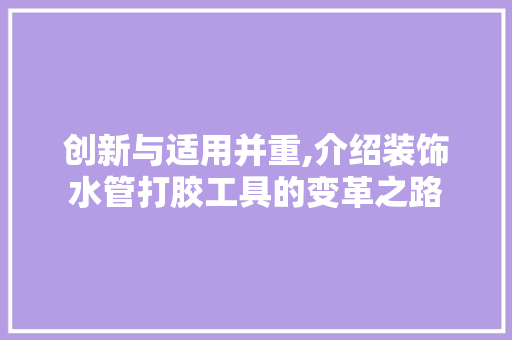 创新与适用并重,介绍装饰水管打胶工具的变革之路 卧室装修