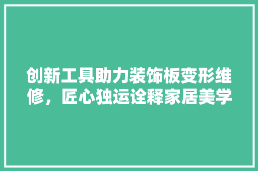 创新工具助力装饰板变形维修，匠心独运诠释家居美学 室内设计