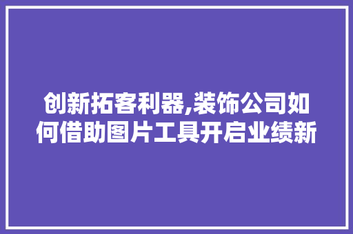创新拓客利器,装饰公司如何借助图片工具开启业绩新篇章 软装设计