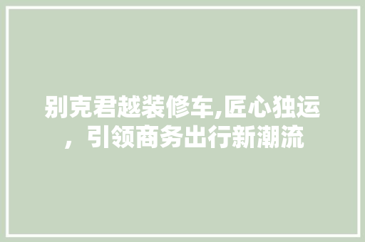 别克君越装修车,匠心独运，引领商务出行新潮流 中式风格装饰