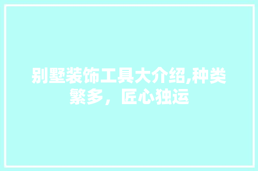 别墅装饰工具大介绍,种类繁多，匠心独运 现代风格装饰