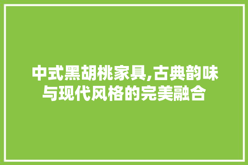 中式黑胡桃家具,古典韵味与现代风格的完美融合