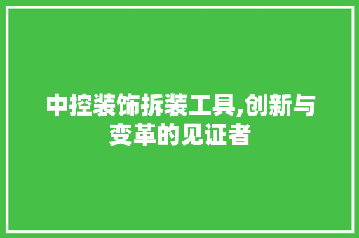 中控装饰拆装工具,创新与变革的见证者