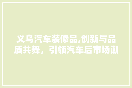 义乌汽车装修品,创新与品质共舞，引领汽车后市场潮流
