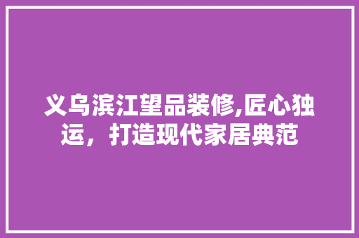 义乌滨江望品装修,匠心独运，打造现代家居典范 现代风格装饰