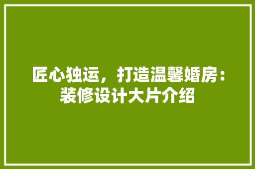 匠心独运，打造温馨婚房：装修设计大片介绍