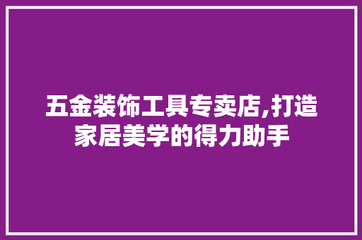 五金装饰工具专卖店,打造家居美学的得力助手