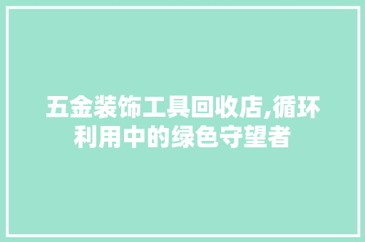 五金装饰工具回收店,循环利用中的绿色守望者 现代风格装饰