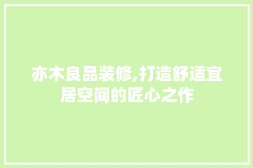亦木良品装修,打造舒适宜居空间的匠心之作 家居装修