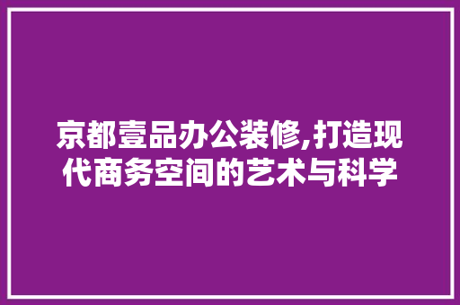 京都壹品办公装修,打造现代商务空间的艺术与科学 现代风格装饰