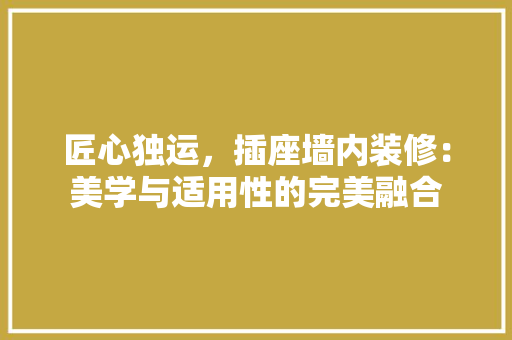 匠心独运，插座墙内装修：美学与适用性的完美融合 家居装修