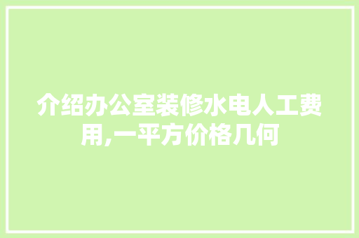 介绍办公室装修水电人工费用,一平方价格几何 客厅装修
