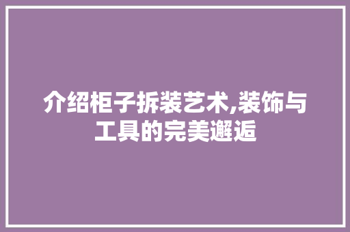 介绍柜子拆装艺术,装饰与工具的完美邂逅 中式风格装饰