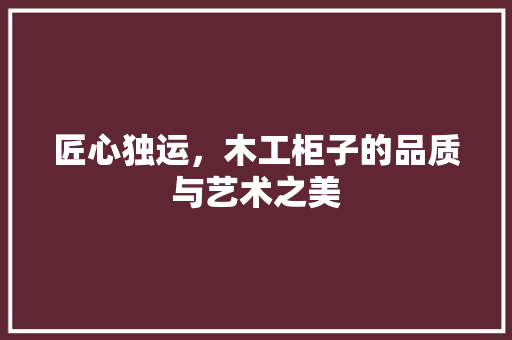 匠心独运，木工柜子的品质与艺术之美 家居装修