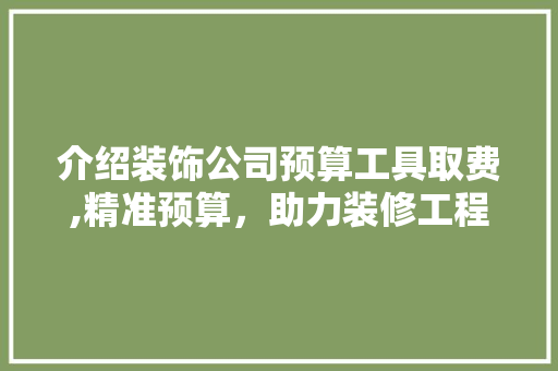 介绍装饰公司预算工具取费,精准预算，助力装修工程高效推进 软装设计
