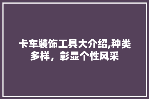 卡车装饰工具大介绍,种类多样，彰显个性风采 家居装修