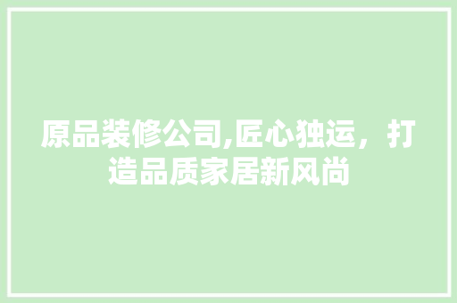 原品装修公司,匠心独运，打造品质家居新风尚 软装设计
