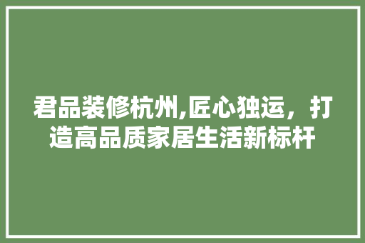 君品装修杭州,匠心独运，打造高品质家居生活新标杆 卧室装修