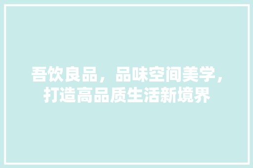 吾饮良品，品味空间美学，打造高品质生活新境界