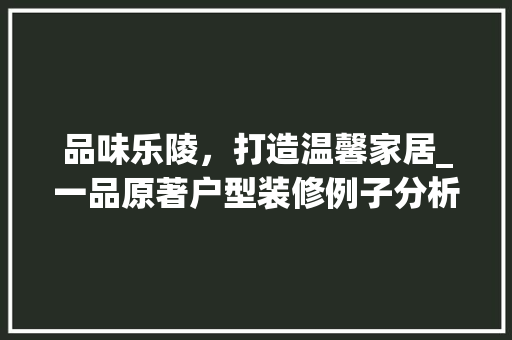 品味乐陵，打造温馨家居_一品原著户型装修例子分析