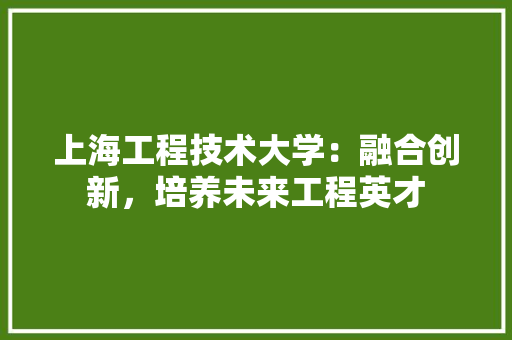 上海工程技术大学：融合创新，培养未来工程英才 家居装修