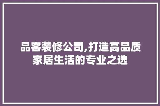品客装修公司,打造高品质家居生活的专业之选 现代风格装饰