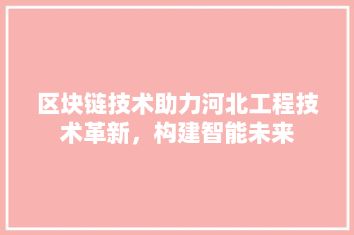 区块链技术助力河北工程技术革新，构建智能未来 家居装修