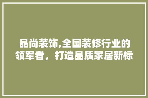 品尚装饰,全国装修行业的领军者，打造品质家居新标杆 现代风格装饰