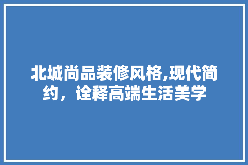 北城尚品装修风格,现代简约，诠释高端生活美学