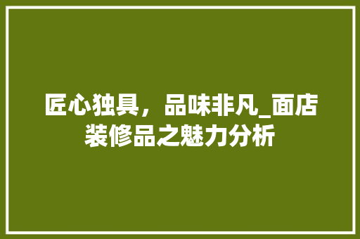 匠心独具，品味非凡_面店装修品之魅力分析