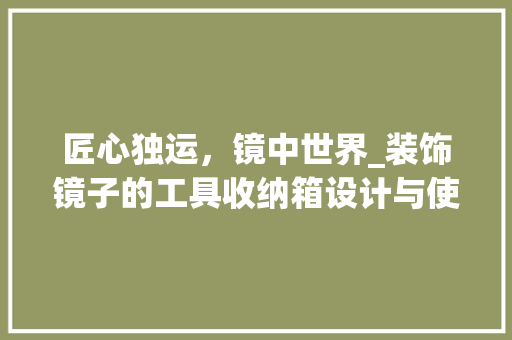 匠心独运，镜中世界_装饰镜子的工具收纳箱设计与使用体验 软装设计