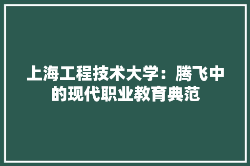 上海工程技术大学：腾飞中的现代职业教育典范 家居装修