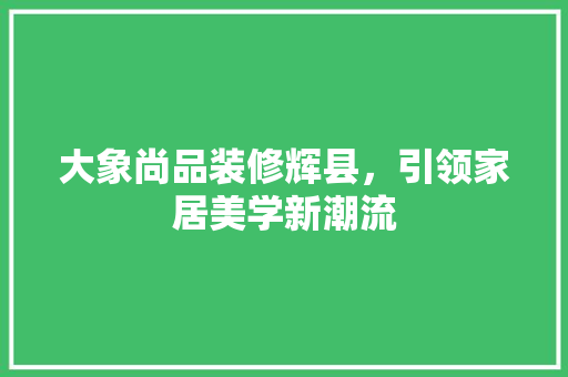 大象尚品装修辉县，引领家居美学新潮流
