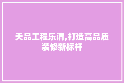 天品工程乐清,打造高品质装修新标杆